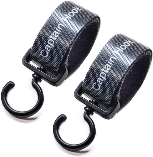 Vista 2 de The Original Captain Hook - Paquete de 2 ganchos multiusos para tu bolso bolsas de compras abrigo mochila se puede utilizar con equipaje cochecito