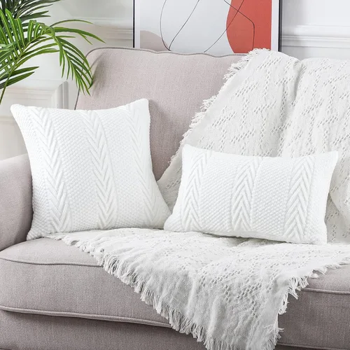 Vista 5 de MANDIOO Fundas de almohada decorativas de punto de algodón, suaves y acogedoras, fundas de cojín para exteriores, fundas de almohada modernas