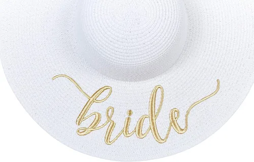 Vista 4 de Sombrero de paja bordado para mujer, regalo de despedida de soltera, luna de miel