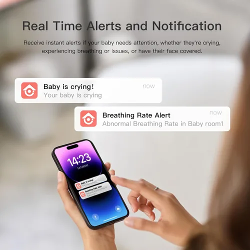 Vista 6 de iBaby i7 Smart Baby Monitor, monitor de bienestar para bebés: respiración de pista, patrón de sueño - Cámara WiFi de 1080p, vista de 360°, visión