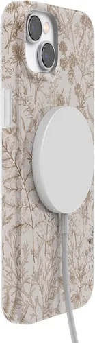 Vista 6 de Carcasa Casely para iPhone 13 Jardín Beige Flores Neutrales Compatible con MagSafe Diseño Clásico Ultra Delgado