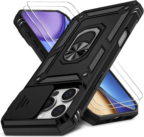 Vista 24 de Funda HakkTaoo para iPhone 13/iPhone 14 de 6.1 Pulgadas con Funda Deslizante para Cámara + Protector de Pantalla (2 Paquetes), Funda Protectora a