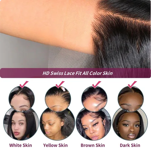 Vista 5 de Pelucas de cabello humano ondulado con encaje frontal transparente HD de 13 x 6 pulgadas, densidad del 200 %, sin pegamento, con pelitos de bebé