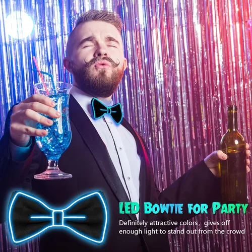Vista 3 de Hercicy Halloween Carnival LED Light up Bow Tie for Women Men Azul