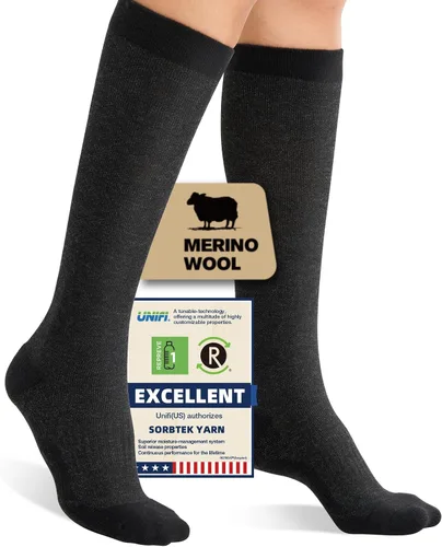 Vista 10 de Merino Wool Compression Socks for Women Men 15-20 mmHg for flying Bobina gris