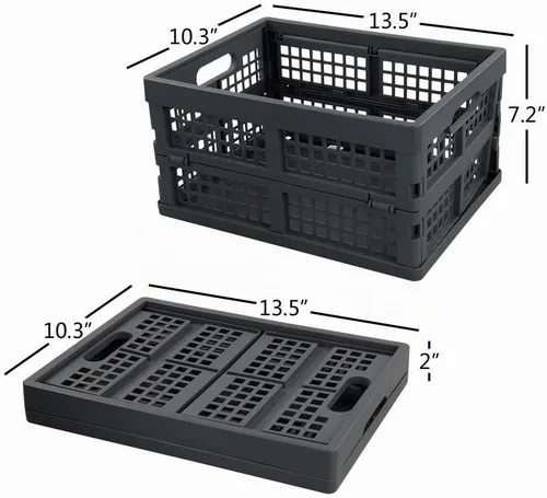 Vista 2 de Ggbin Contenedores de plástico plegables de 16 litros, caja de plástico gris, 2 paquetes