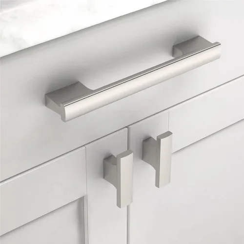 Vista 2 de Asidrama - Paquete de 10 manijas para gabinete de cocina color níquel satinado cepillado, manijas de zinc para gabinete, accesorios para gabinetes