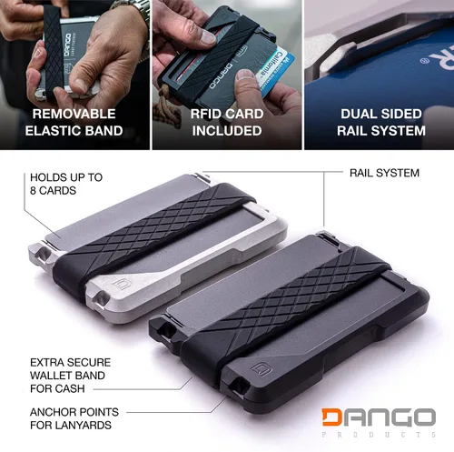 Vista 2 de Dango - Cartera minimalista delgada para hombre, bloqueo RFID, plegable