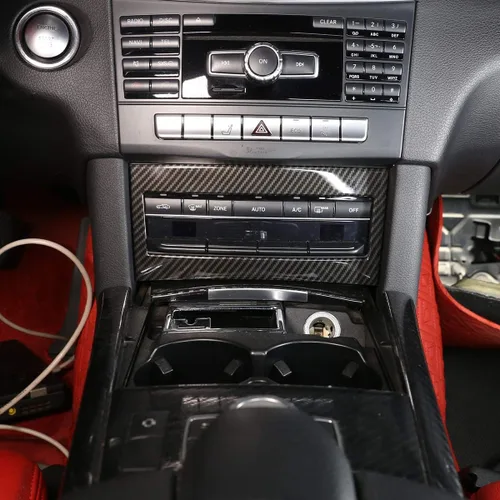Vista 4 de YIWANG Cubierta del marco del panel del interruptor del aire acondicionado de la consola interior del ABS para Mercedes Benz Clase E W212 2014 2015