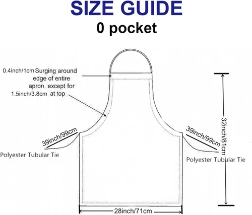 Vista 4 de Weavric Unisex Bib Bistro Apron with Long Ties, for Women Men Chef, Kitchen, Crafting, BBQ Drawing, 32x28 Inch
