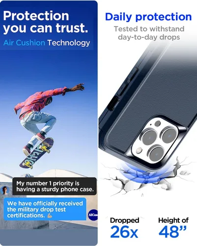 Vista 7 de AICase Funda resistente compatible con iPhone 15 Pro con protector de vidrio + lente de cámara, resistente de 3 capas de protección de grado