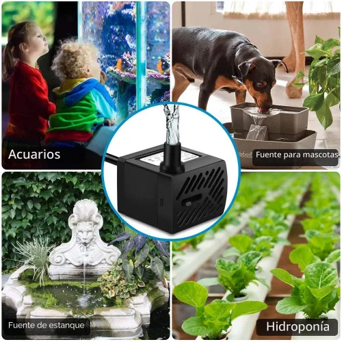 Vista 6 de PULACO Mini bomba de fuente (50 GPH 3 W), bomba de agua sumergible ultra silenciosa para acuario, tanque de peces pequeño, fuente de agua
