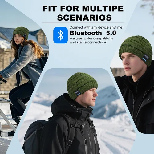 Vista 30 de Rotibox - Gorro inalámbrico con Bluetooth para deportes al aire libre, regalo de Navidad.