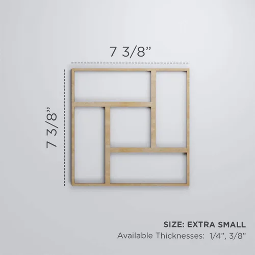 Vista 2 de 7 3/8"W X 7 3/8"H Extra Pequeña Sheffield Decorativos Paneles De Pared De Madera De Calado, Roble Rojo