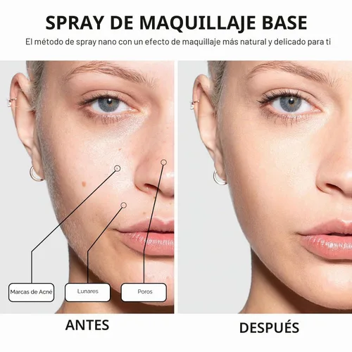Vista 3 de Aerógrafo, base de maquillaje en aerosol, base de maquillaje impermeable de larga duración para iluminar, corrector e hidratación, acabado mate