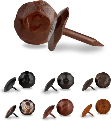 Vista 18 de 10 Pack 0.75" Round Head Iron Clavos Decorative Nails – Black – Handmade Rustic Round Fasteners for Farmhouse Shutters, Faux Wood Beams, Barn Doors
