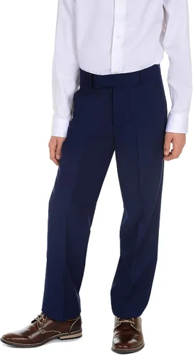 Vista 3 de Calvin Klein Boys Flat Bi-Stretch Dress Pant Straight Leg Fit Hemmed Bottom Belt Loops Functional Front Pockets