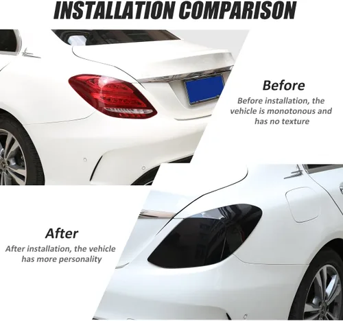Vista 2 de Cubierta de protección de luz trasera exterior de coche ABS para Mercedes Benz Clase C W205 2015-2021 Guardias de luz trasera Accesorios