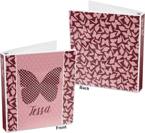 Vista 5 de Carpeta personalizada de 3 anillas con diseño de mariposas y lunares, 1 pulgada