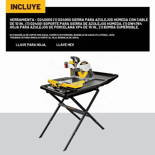 Vista 2 de DEWALT Sierra para baldosas húmedas con soporte, 10 pulgadas, con cable (D24000S)