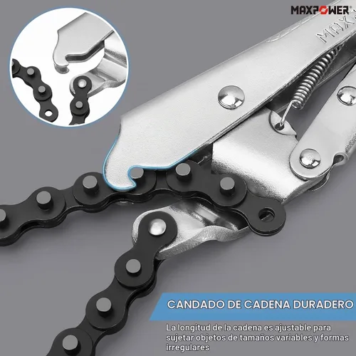 Vista 5 de MAXPOWER Abrazadera de cadena de bloqueo de 9 pulgadas con cadena de 19.7 pulgadas, paquete de 2