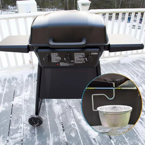 Vista 5 de Taza de grasa universal para parrillas Char-Broil Kenmore al aire libre y otras parrillas similares, taza recogedora de grasa con soporte y paquete