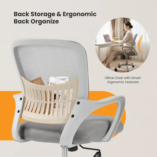 Vista 4 de Sweetcrispy Silla ejecutiva de gestión de oficina en casa, silla ergonómica de malla ajustable giratoria de escritorio para computadora con soporte