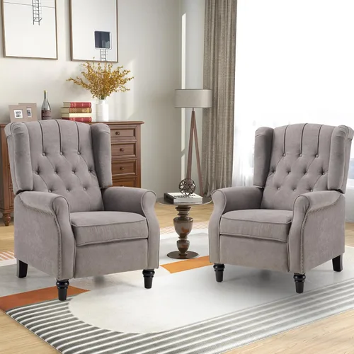 Vista 11 de CANMOV Silla Reclinable de Empuje hacia Atrás, Silla Decorativa, Sillón Reclinable de Mediados de Siglo con Respaldo Alto, Silla Reclinable de Tela