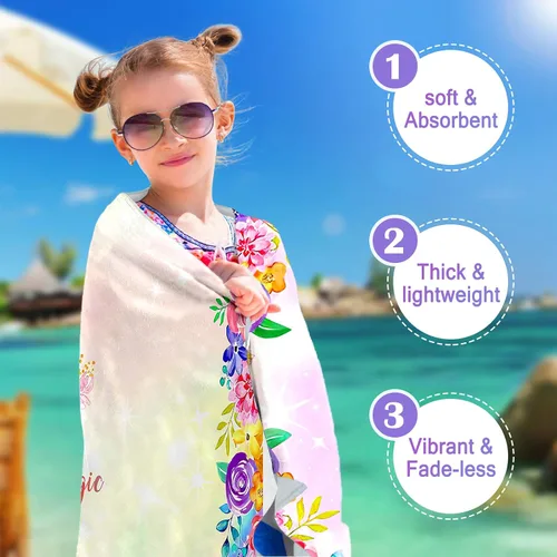 Vista 7 de KSUPER Toallas de playa personalizadas con nombres, toalla de playa personalizada para niños, niñas y niños pequeños, toallas de playa