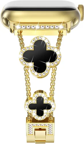 Vista 18 de NewWays for Apple Watch Band Series 11 10 46mm 42mm Series 9/8/7 41mm 45mm Series 6/5/4 40mm 44mm Series 3 42mm 38mm Women, Sparkling Bling Diamonds