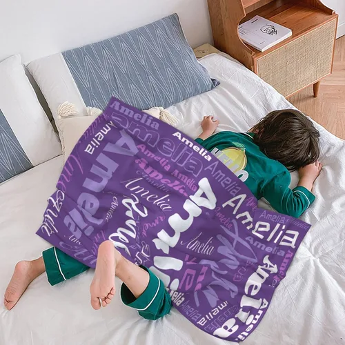 Vista 4 de Mantas personalizadas con nombre para niños, mantas de bebé personalizadas para niñas y niños con nombre, mantas de bebé personalizadas con nombre