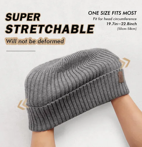 Vista 3 de Wmcaps Gorros cálidos para hombres y mujeres, gorro con forro polar cálido para invierno, unisex, a la moda, gorro de punto con puños