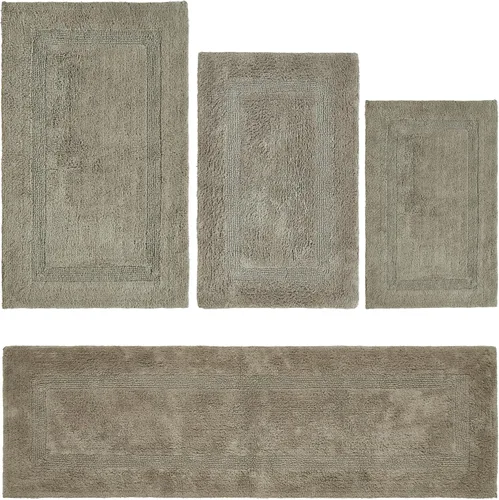 Vista 294 de Better Trends - Juego de 2 alfombras de baño 100% algodón, extra suaves, con borlas, de 17" x 24", alfombra de baño superabsorbente y reversible