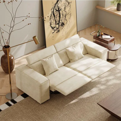 Vista 19 de Sofá eléctrico de 85 pulgadas, sofás modulares para sala de estar, moderno sofá biplaza reclinable grande, cómodo sofá nube de terciopelo