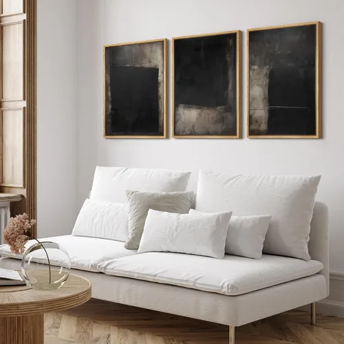 Vista 170 de SIGNFORD - Set de obras de arte en lienzo enmarcado para pared, ilustraciones abstractas de neblina del desierto en tonos neutros beige y marrón