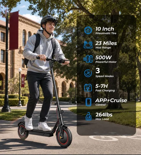Vista 2 de Electric Scooter, Electric Scooter for Adults&Teens Negro oscuro