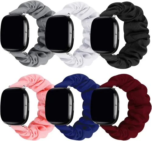 Vista 9 de GTHY Compatible con bandas Fitbit Sense/Versa 3/Versa 4/Sense 2, para mujeres, correas de repuesto de tela de coletero, accesorios, talla L