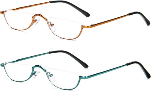 Vista 15 de Gafas de Lectura de Media Montura - 4 Pares de Gafas con Marco de Metal de Media Montura con Bisagra de Resorte Lectores para Hombres y Mujeres