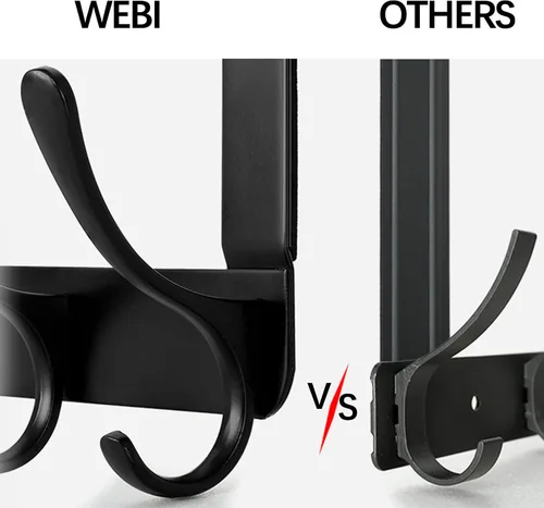 Vista 3 de WEBI Ganchos para colgar sobre la puerta, colgador de puerta, toallero sobre la puerta, perchero, toallero para abrigos, ropa, baño, color negro