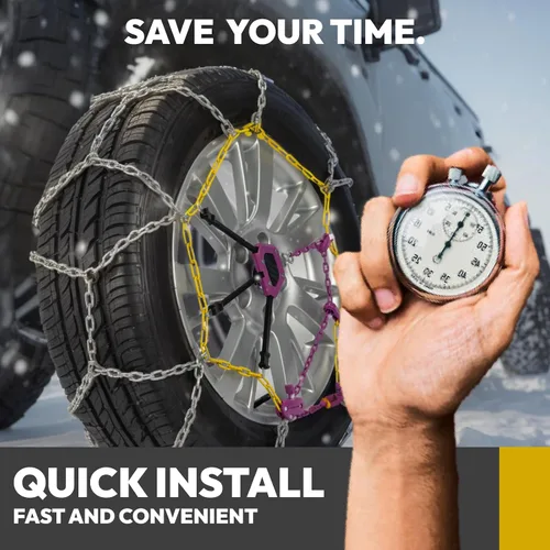 Vista 5 de Cadenas de nieve de ajuste automático para automóvil, ajuste rápido, fácil instalación, cadenas universales reutilizables para neumáticos