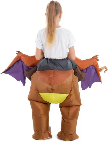 Vista 4 de HSCTEK Disfraz inflable de dinosaurio para niños, T-rex, velociraptor, triceratops, dilophosaurus, pteranodon, carnotaurus