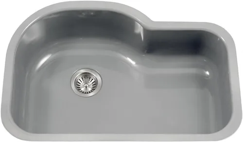 Vista 10 de Houzer PCH-3700 MT Porcela - Fregadero de cocina de acero esmaltado de 31 pulgadas, montaje inferior, compensación de un solo tazón, compatibilidad