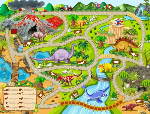 Vista 16 de Booooom Jackson Alfombra de Dinosaurio para Niños, Alfombra Prehistórica de Dinosaurio de Poliéster con Respaldo de Látex Antideslizante, Alfombras