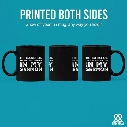 Vista 2 de Regalo de pastor, taza de pastor, sé cuidadoso o terminarás en mi sermón, taza de ministro, apreciación de predicador, ordenación sarcástica, taza
