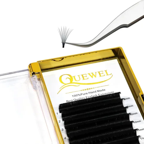 Vista 17 de QUEWEL - Extensiones de pestañas de ventilación fácil de 0.03 mm, rizado CC, extensiones de pestañas de 8-15 mm, bandejas de pestañas mixtas