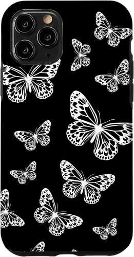 Vista 29 de Cute White Butterflies Black Background Case for iPhone 17