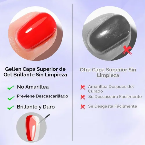 Vista 7 de GELLEN - Base y capa superior de gel, juego de 2 esmaltes de uñas de gel, capa superior que no se limpia