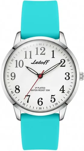Vista 16 de Letoff Reloj analógico clásico, esfera arcoíris con números arábigos, banda de silicona, resistente al agua hasta 98.4 ft Black/silver