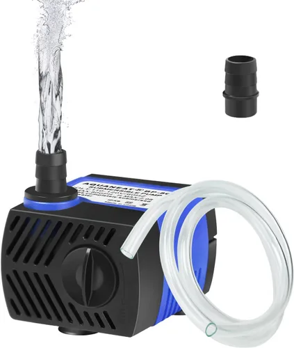 Vista 8 de AQUANEAT Bomba de fuente pequeña, mini bomba de agua sumergible de 50 GPH con tubo de 3.3 pies, para acuario, fuente de agua para mascotas