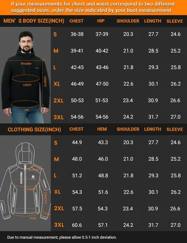 Vista 6 de SOLJIKYE Heated Jackets for Men with Battery Pack, Winter Windproof Soft Shell Electric Heated Coat, Black